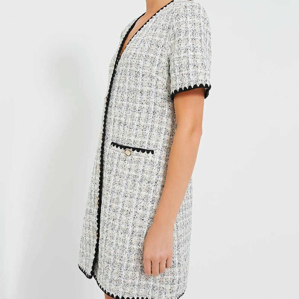 NWT Tuckernuck Pomander Place White Black Tweed Josephine Dress Large - Picture 4 of 15